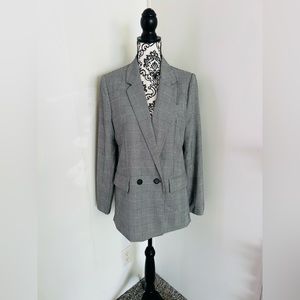 Forever 21 Women’s Double Breasted Houndstooth Plaid Long Sleeve Blazer